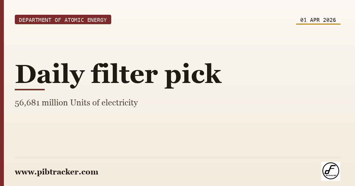 Department of Atomic Energy press release · 1 April 2026 · pibtracker filter