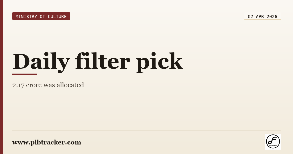 Ministry of Culture press release · 2 April 2026 · pibtracker filter