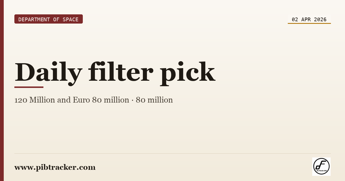 Department of Space press release · 2 April 2026 · pibtracker filter