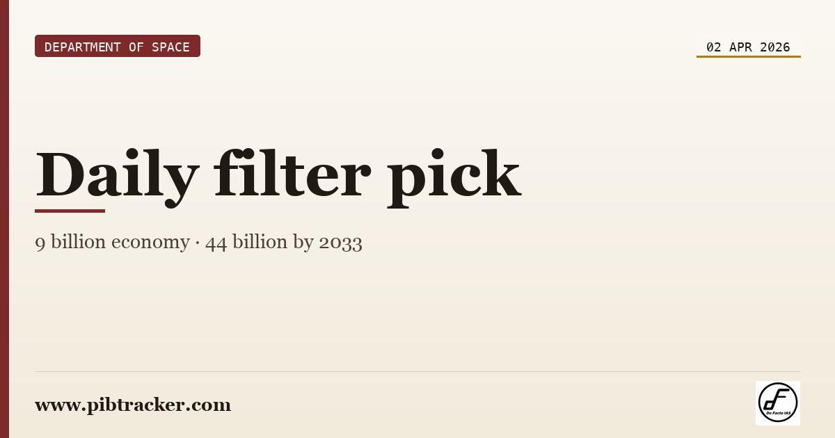 Department of Space press release · 2 April 2026 · pibtracker filter