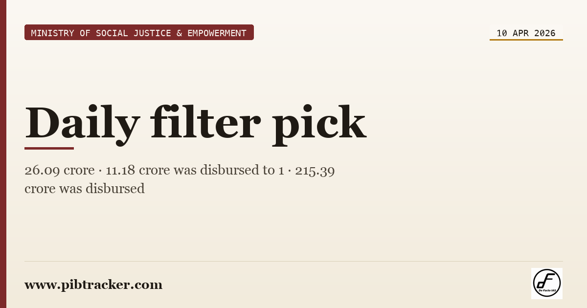 Ministry of Social Justice & Empowerment press release · 10 April 2026 · pibtracker filter