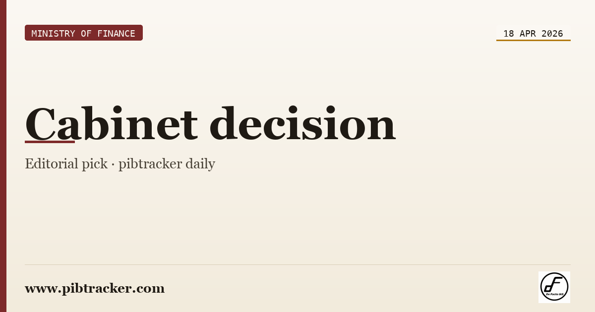 Ministry of Finance press release · 18 April 2026 · pibtracker filter