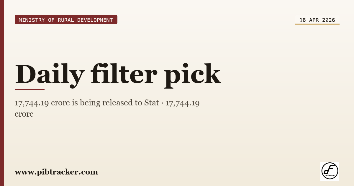 Ministry of Rural Development press release · 18 April 2026 · pibtracker filter