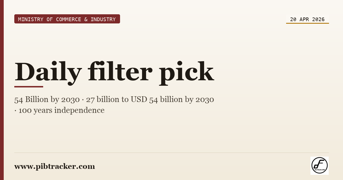 Ministry of Commerce & Industry press release · 20 April 2026 · pibtracker filter