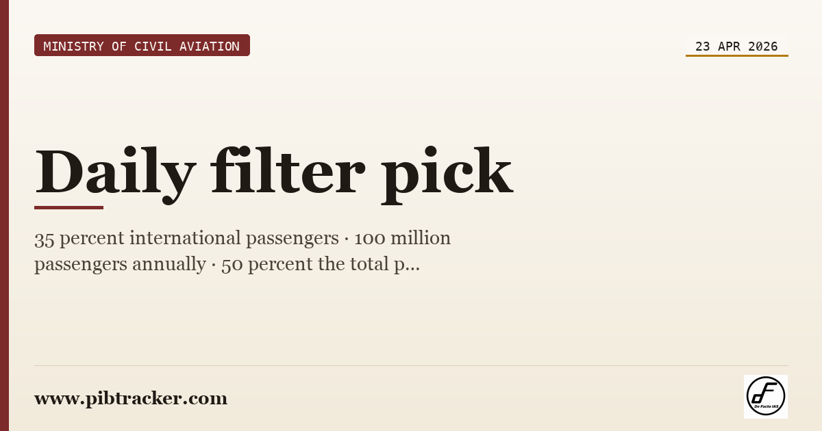 Ministry of Civil Aviation press release · 23 April 2026 · pibtracker filter