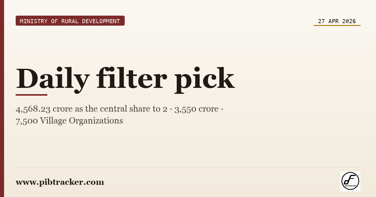Ministry of Rural Development press release · 27 April 2026 · pibtracker filter