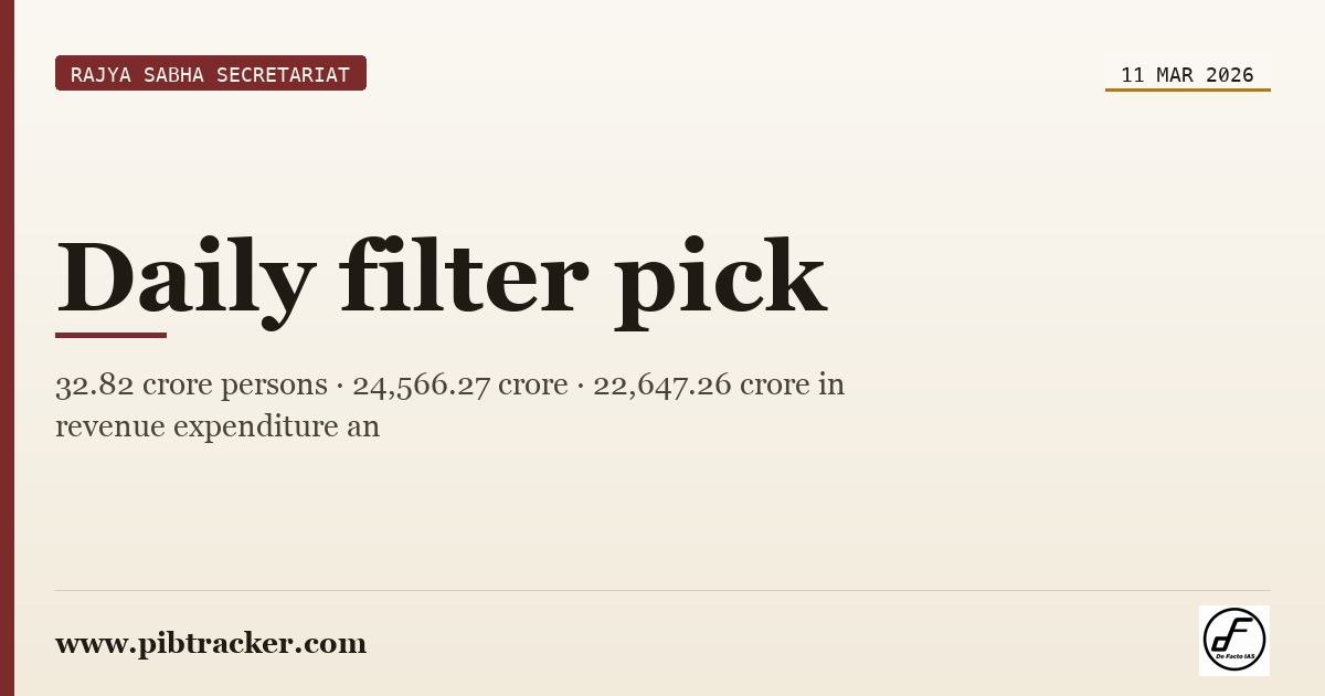 Rajya Sabha Secretariat press release · 11 March 2026 · pibtracker filter