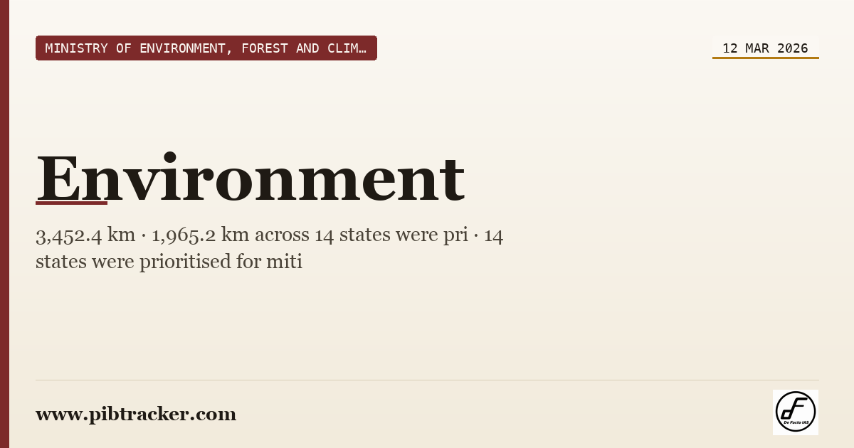 Ministry of Environment, Forest and Climate Change press release · 12 March 2026 · pibtracker filter