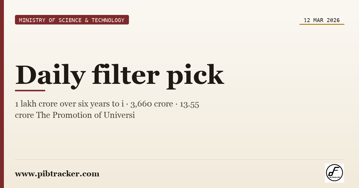 Ministry of Science & Technology press release · 12 March 2026 · pibtracker filter
