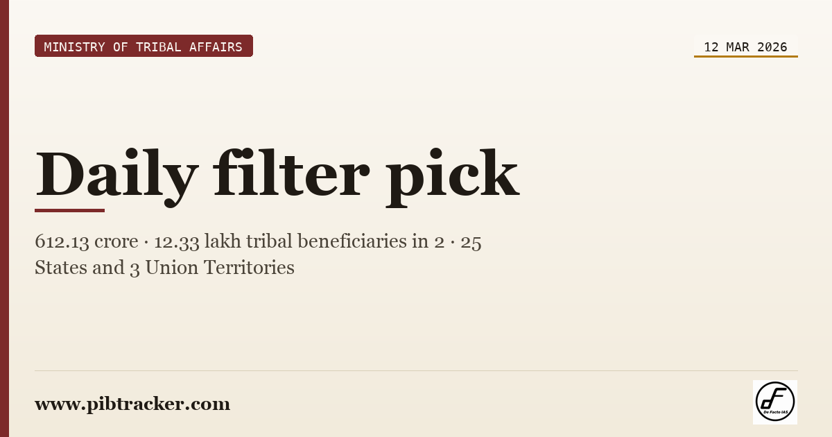 Ministry of Tribal Affairs press release · 12 March 2026 · pibtracker filter