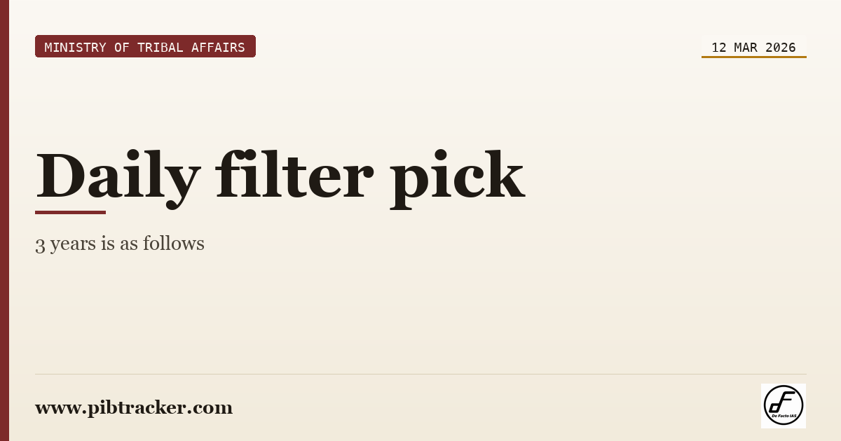 Ministry of Tribal Affairs press release · 12 March 2026 · pibtracker filter