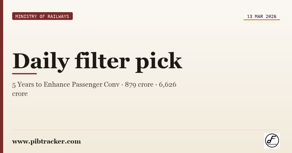 Ministry of Railways press release · 13 March 2026 · pibtracker filter