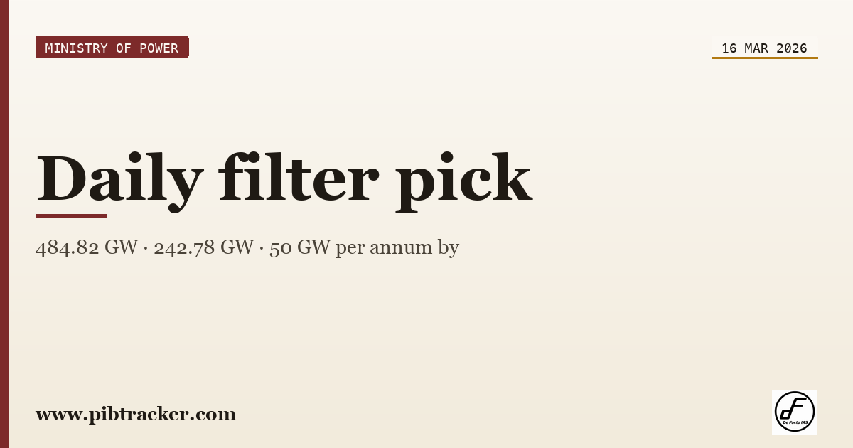Ministry of Power press release · 16 March 2026 · pibtracker filter