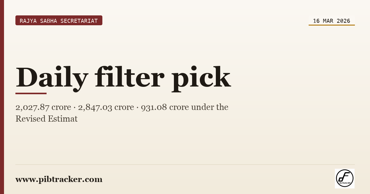 Rajya Sabha Secretariat press release · 16 March 2026 · pibtracker filter