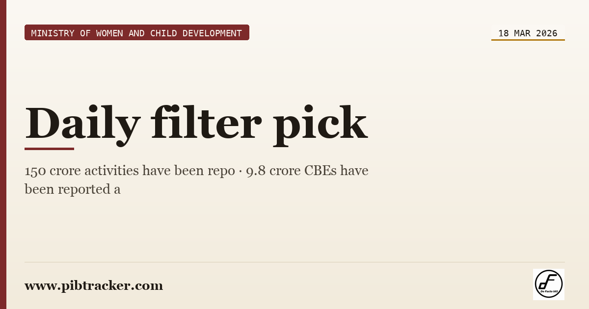 Ministry of Women and Child Development press release · 18 March 2026 · pibtracker filter