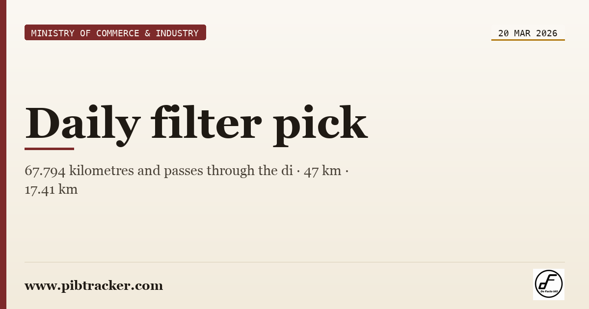 Ministry of Commerce & Industry press release · 20 March 2026 · pibtracker filter