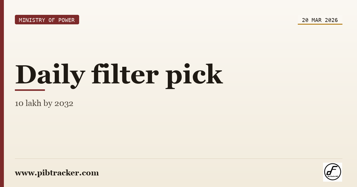Ministry of Power press release · 20 March 2026 · pibtracker filter