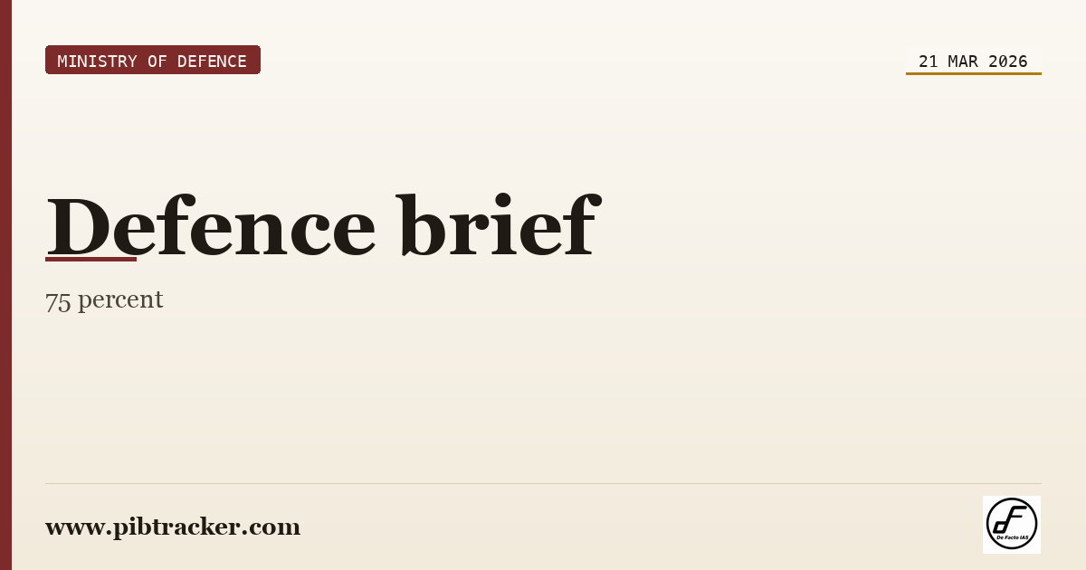 Ministry of Defence press release · 21 March 2026 · pibtracker filter