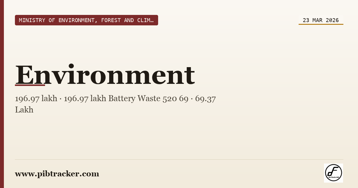 Ministry of Environment, Forest and Climate Change press release · 23 March 2026 · pibtracker filter