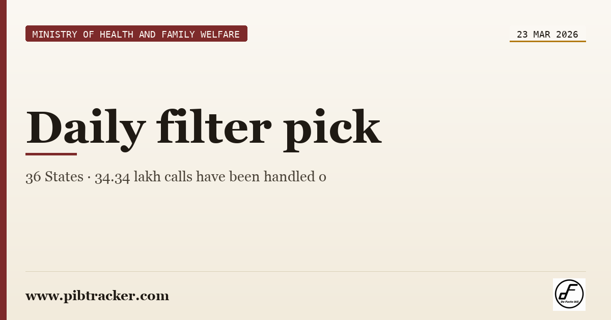Ministry of Health and Family Welfare press release · 23 March 2026 · pibtracker filter