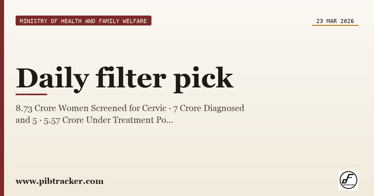 Ministry of Health and Family Welfare press release · 23 March 2026 · pibtracker filter