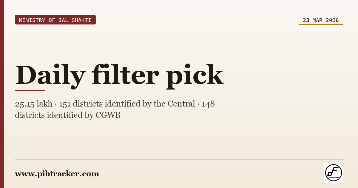 Ministry of Jal Shakti press release · 23 March 2026 · pibtracker filter