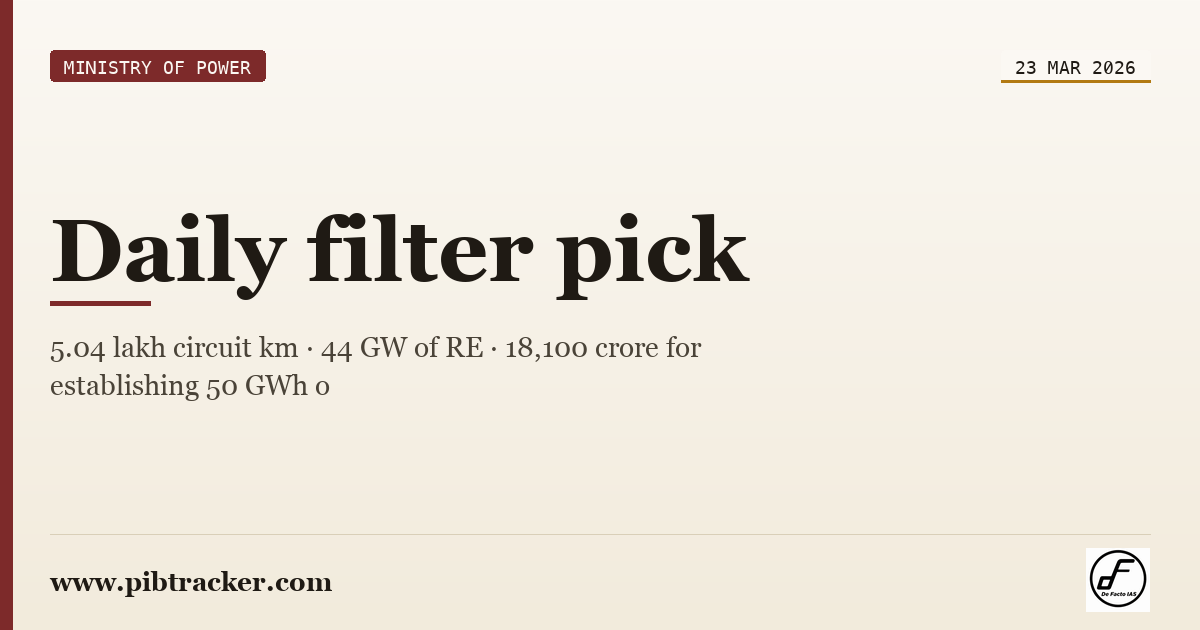 Ministry of Power press release · 23 March 2026 · pibtracker filter