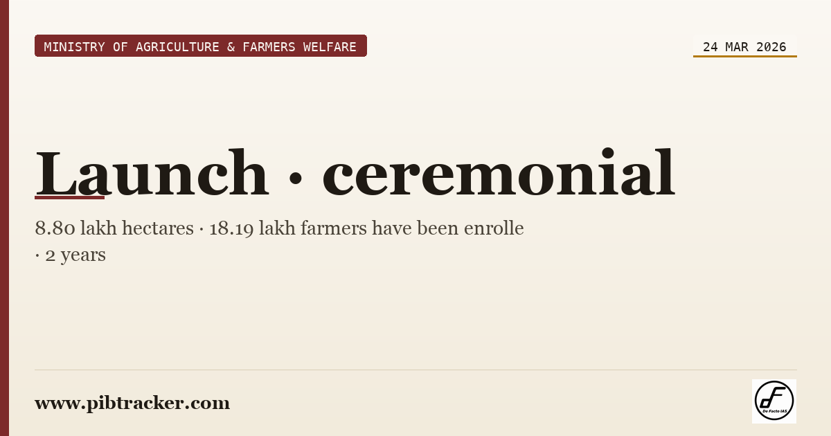 Ministry of Agriculture & Farmers Welfare press release · 24 March 2026 · pibtracker filter