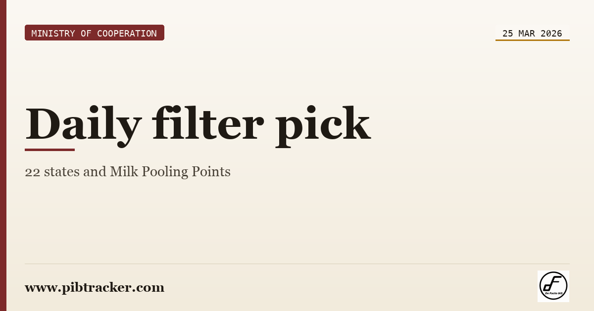 Ministry of Cooperation press release · 25 March 2026 · pibtracker filter