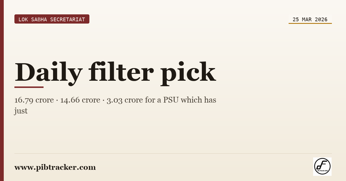 Lok Sabha Secretariat press release · 25 March 2026 · pibtracker filter