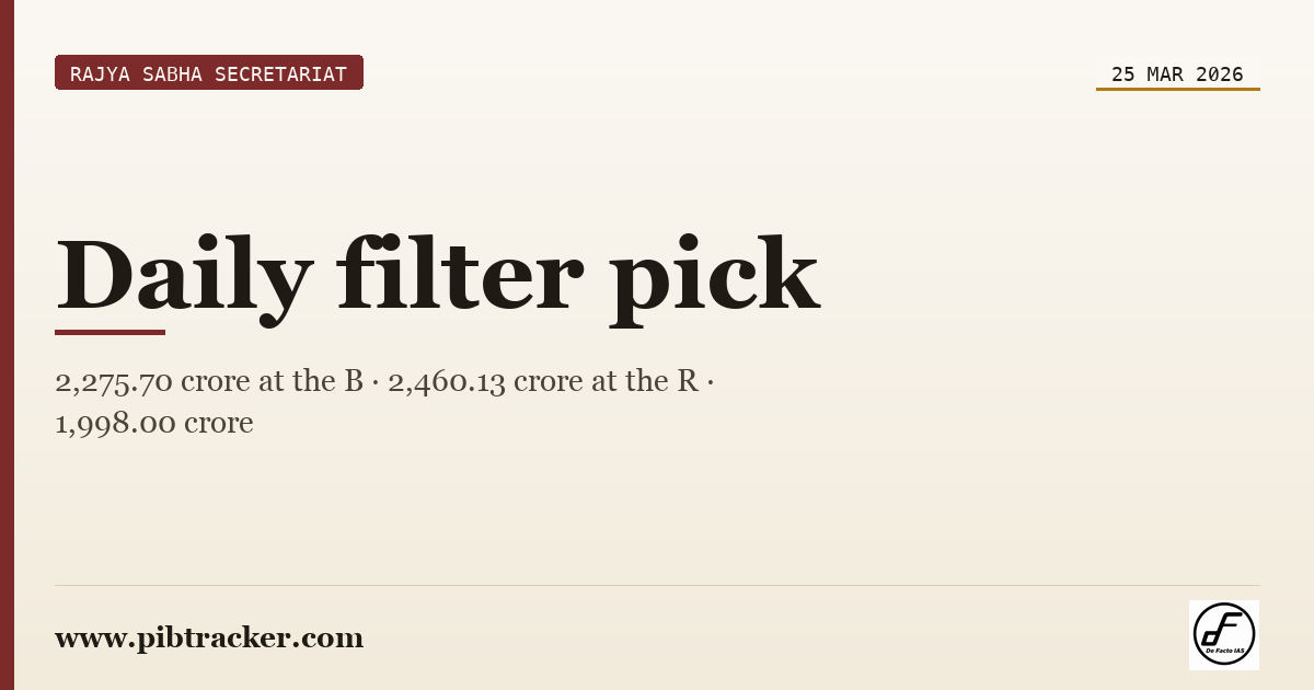 Rajya Sabha Secretariat press release · 25 March 2026 · pibtracker filter