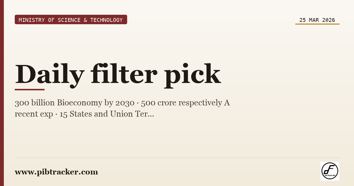 Ministry of Science & Technology press release · 25 March 2026 · pibtracker filter