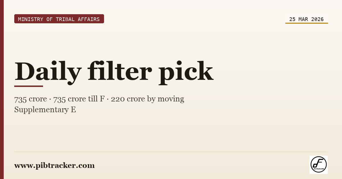Ministry of Tribal Affairs press release · 25 March 2026 · pibtracker filter