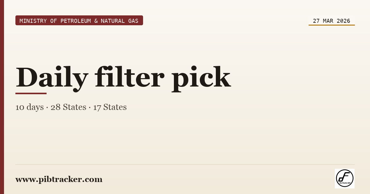 Ministry of Petroleum & Natural Gas press release · 27 March 2026 · pibtracker filter