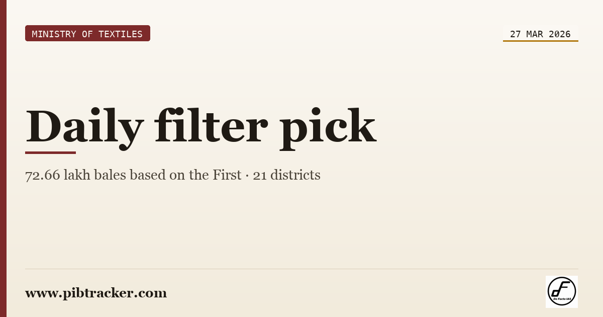Ministry of Textiles press release · 27 March 2026 · pibtracker filter