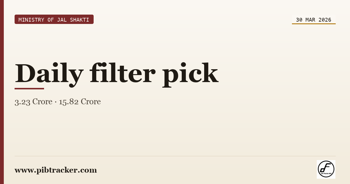 Ministry of Jal Shakti press release · 30 March 2026 · pibtracker filter