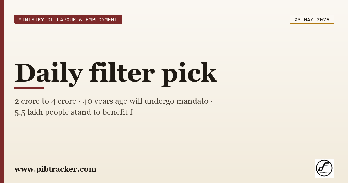 Ministry of Labour & Employment press release · 3 May 2026 · pibtracker filter