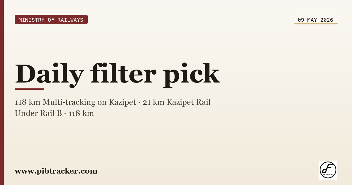 Ministry of Railways press release · 9 May 2026 · pibtracker filter