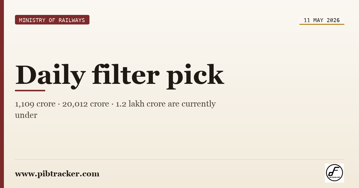 Ministry of Railways press release · 11 May 2026 · pibtracker filter