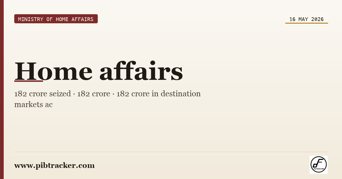 Ministry of Home Affairs press release · 16 May 2026 · pibtracker filter