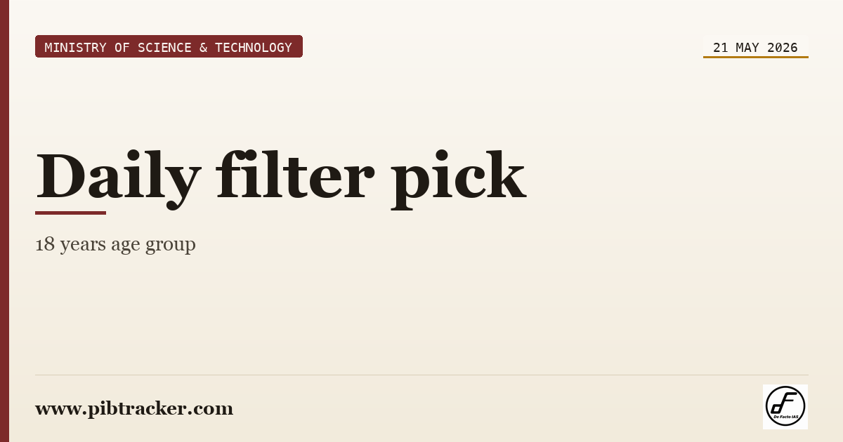 Ministry of Science & Technology press release · 21 May 2026 · pibtracker filter