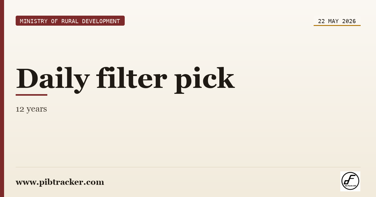 Ministry of Rural Development press release · 22 May 2026 · pibtracker filter